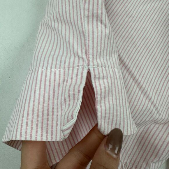 Talbots Pink White Striped Bermuda Shorts 10 Cotton Spandex High Waist Stretch - Picture 6 of 6